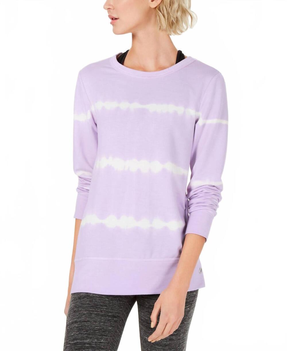 NEW IDEOLOGY activewear tie dye lattice back top in frosted lavender